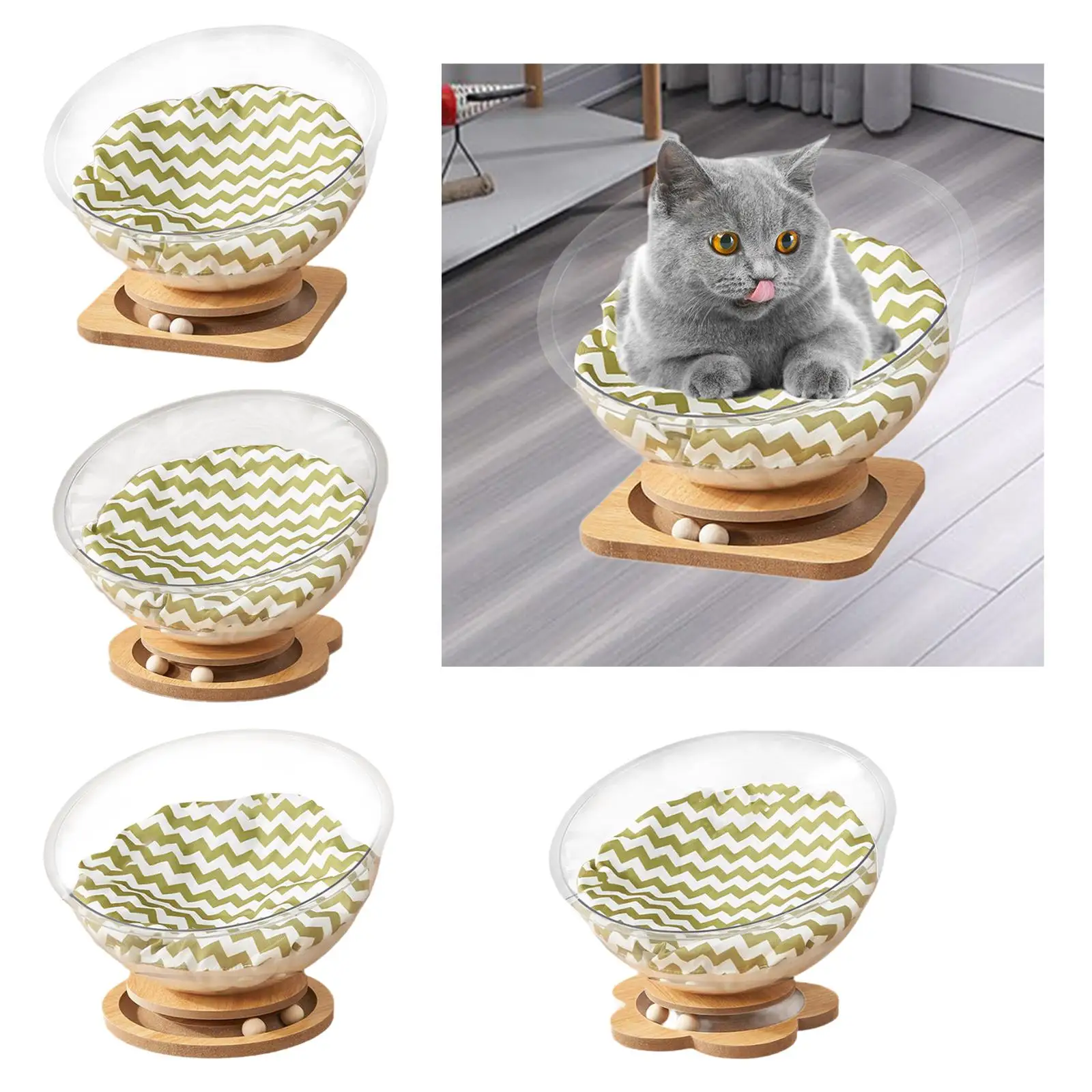 Space Capsule Cat Bed with Cushion Stable Four Season Easy to Clean Clear Cat Furniture Pet Bed Cat Nest for Cat Kitty Kitten
