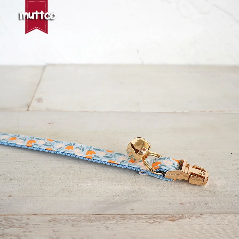 MUTTCO venta al por menor grabado hermoso diseño de patrón de flores hecho a mano claro cielo LILAC collar diseño único collar de gato 2 tamaños UCC152 - imagen 4