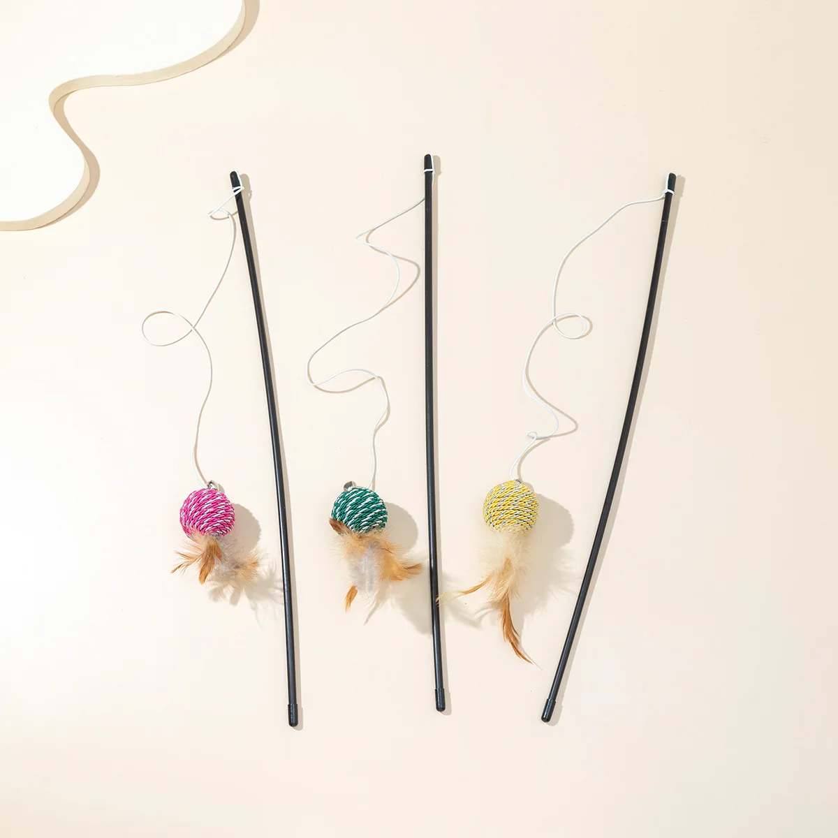 Palo de juguete para gato, varilla negra, Bola de bobinado, pollo, juguete interactivo, auto-hi - imagen 3