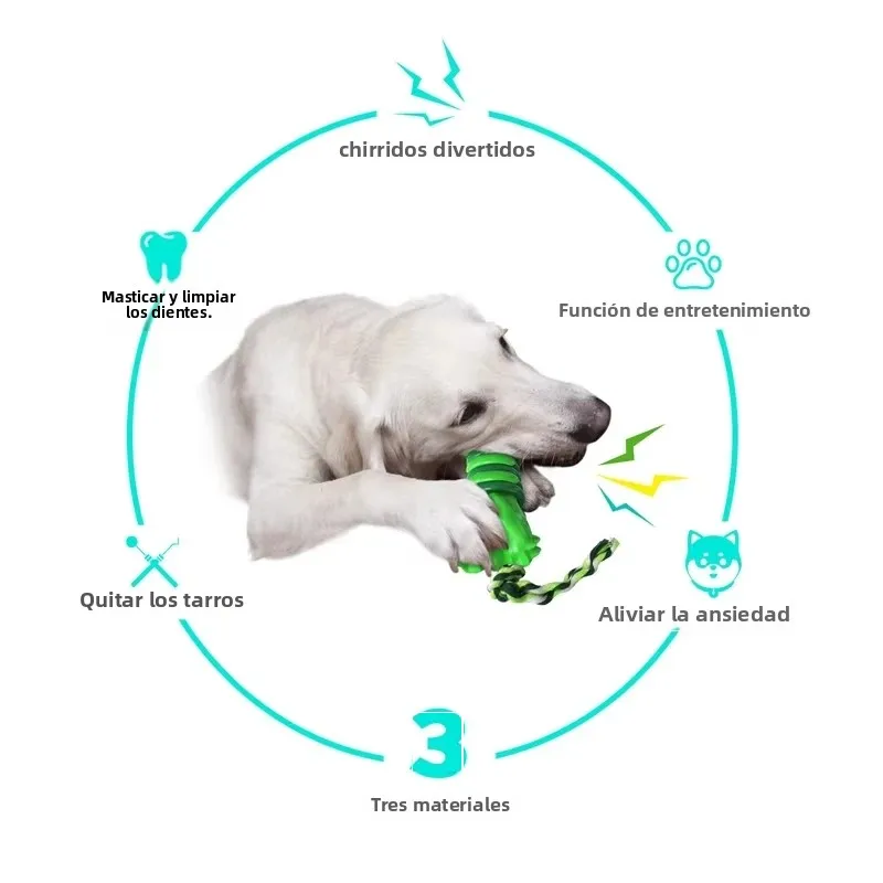 Juguetes para perros para masticadores agresivos, raza grande, casi indestructible, resistente, de larga duración, interactivo, chirriante, juguete para masticar para mascotas - imagen 3