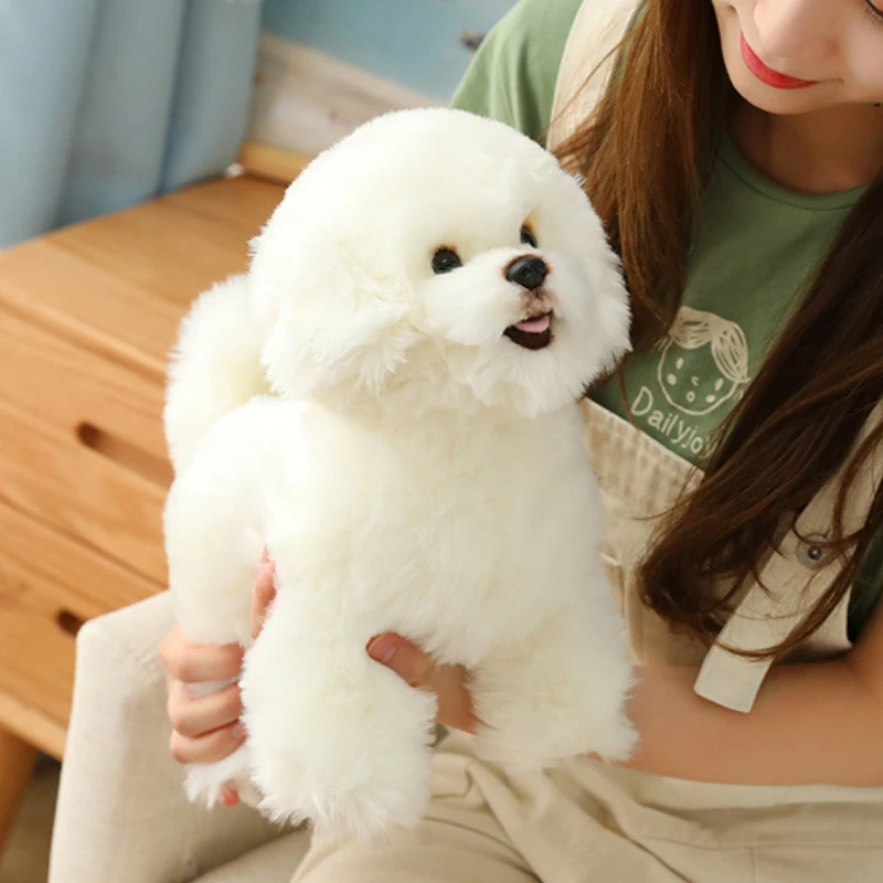 Juguetes de simulación de Bichon, muñeco de perro, juguetes para perros bonitos y durmientes, juguete de peluche suave para cachorros, producto interactivo de suministros para mascotas - imagen 3