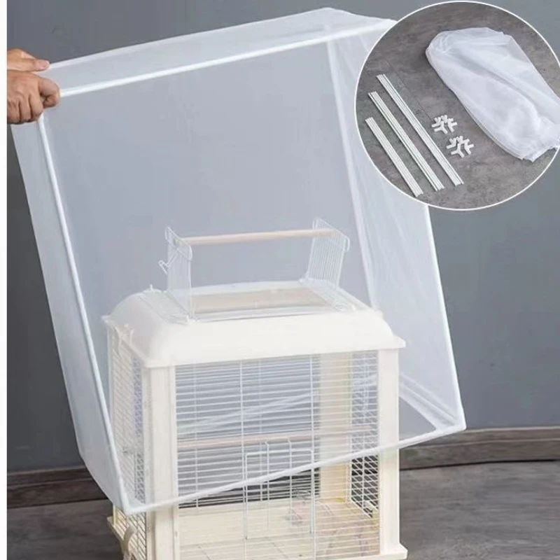 Jaula para pájaros, cubierta a prueba de salpicaduras, cremallera, loro, red a prueba de mosquitos, cubierta de malla, pelo antivuelo, comida a prueba de salpicaduras, interior y hogar - imagen 2