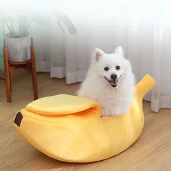 Cama banana para gatos y perros - casa semicerrada y cálida invierno