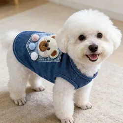 Chaqueta vaquera sin mangas para perros Chihuahua mini y medianos