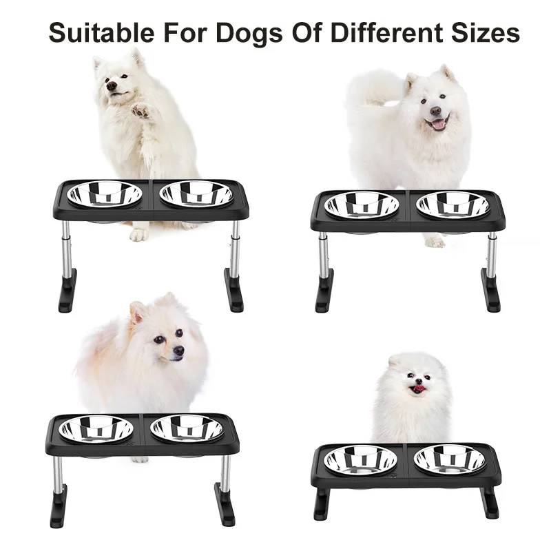 Nuevo cuenco para perros de acero inoxidable con elevación ajustable, cuenco para gatos, cuencos dobles plegables para mascotas recién actualizados, plato comestible, productos para mascotas