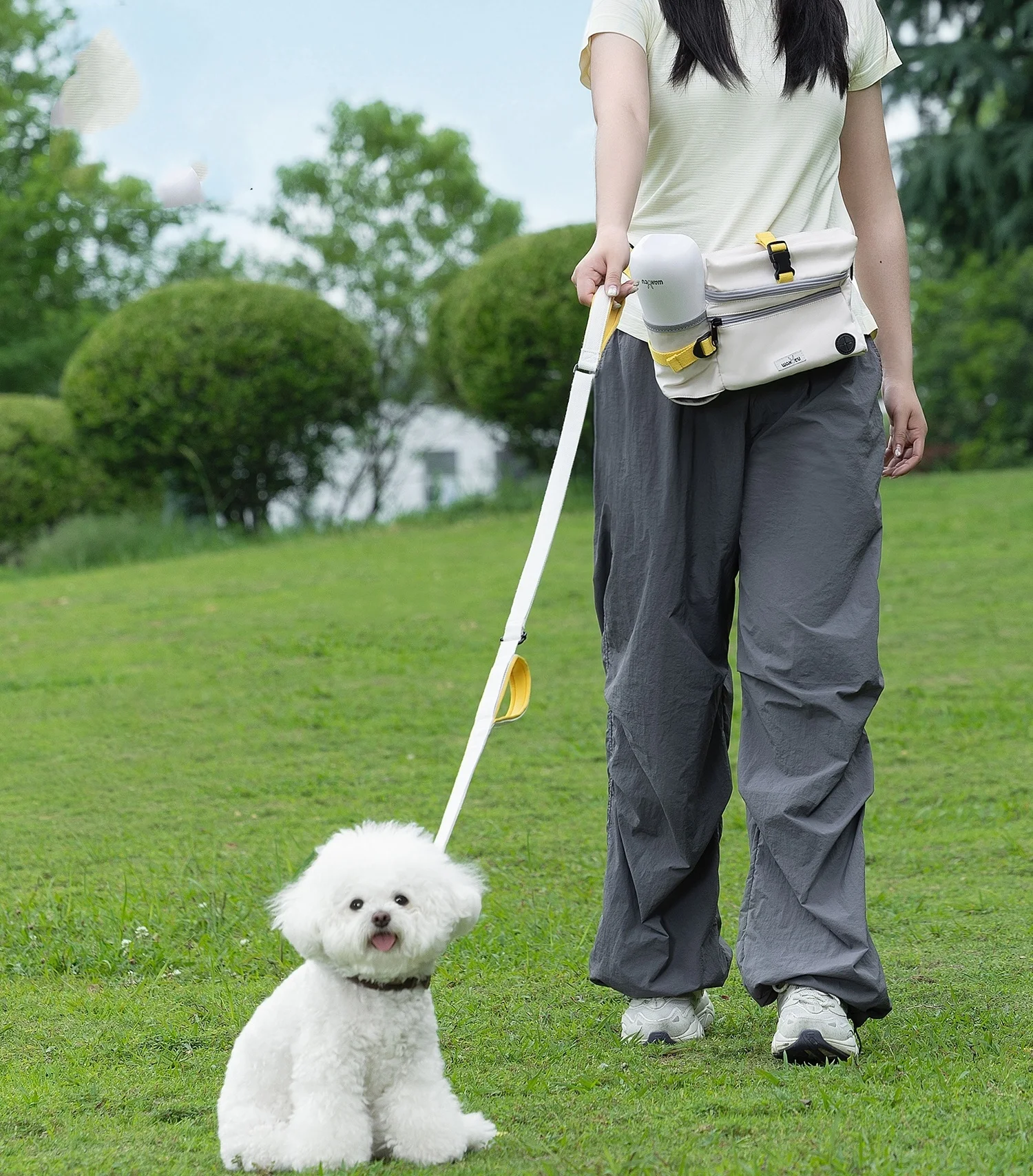 Riñonera para mascotas con juego de correa para múltiples mascotas, bolsa de entrenamiento para perros para correr al aire libre, bolsa multifuncional para aperitivos para mascotas con correa de cables - imagen 2