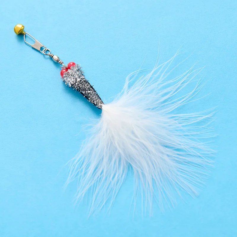 Palo de teaser para gatos con insectos simulados, juguete interactivo para cambiar los cabezales, juguete para mascotas con plumas, 2 uds. - imagen 5