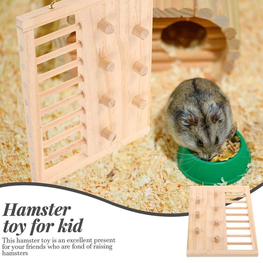 Escalera de escalada de madera para hámster, juguete con puente colgante, tablero para saltar, parque infantil, jaula para hámster de animales pequeños, juguete de paisajismo, 1 ud. - imagen 2