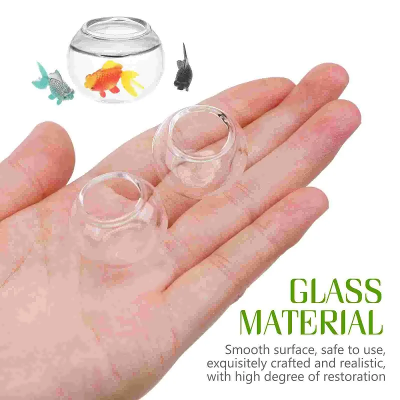 Decoración en miniatura para jugar a las casitas, simulación de pecera, cuenco de pez dorado, decoración de acuario, accesorios para pecera, 2 uds. - imagen 2