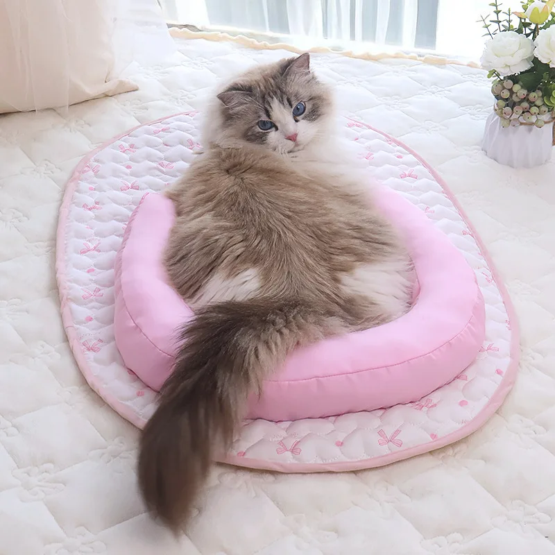 QiuqiuPetty-alfombrilla refrescante para mascotas, estera de escalada para gatos, estera para dormir en forma de U, manta refrescante para sofá, transpirable - imagen 5