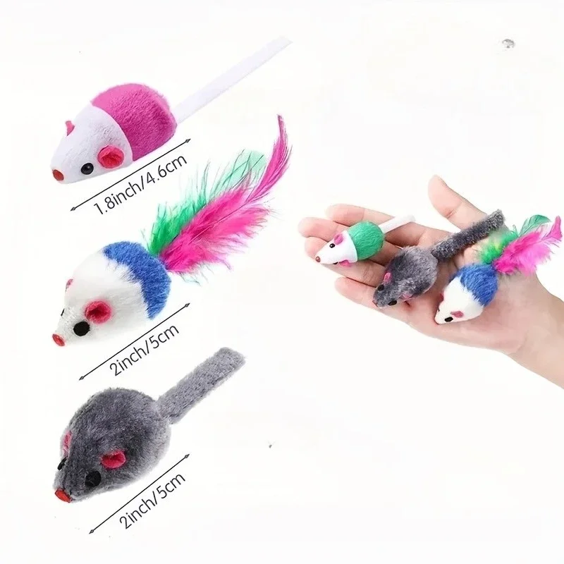 3-100 Uds. Juguetes para gatos, tira de tela interactiva, cola de Color del ratón, doble Color, diversión, alivia el aburrimiento, juguete para jugar divertido con gatos - imagen 3