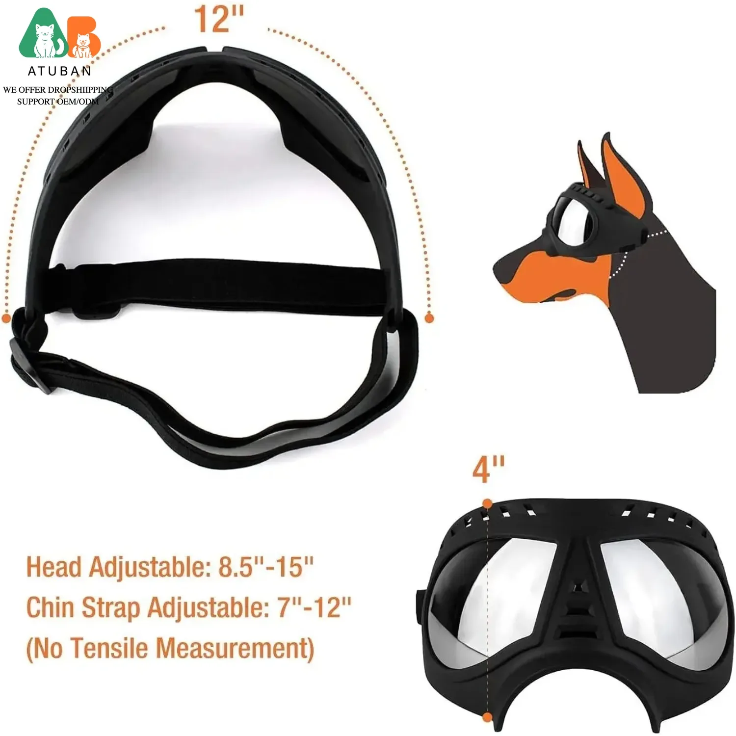 Gafas de sol transparentes Anti-UV para perro, lentes suaves a prueba de viento, antipolvo y antivaho para perros medianos y grandes - imagen 2