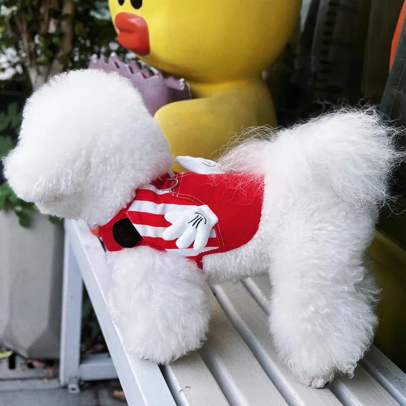 Chaleco con arnés para mascotas de lujo con alas, chaleco de malla transpirable, chaleco ajustable para perros pequeños y gatos, arnés, correa, suministros para mascotas Pug - imagen 4