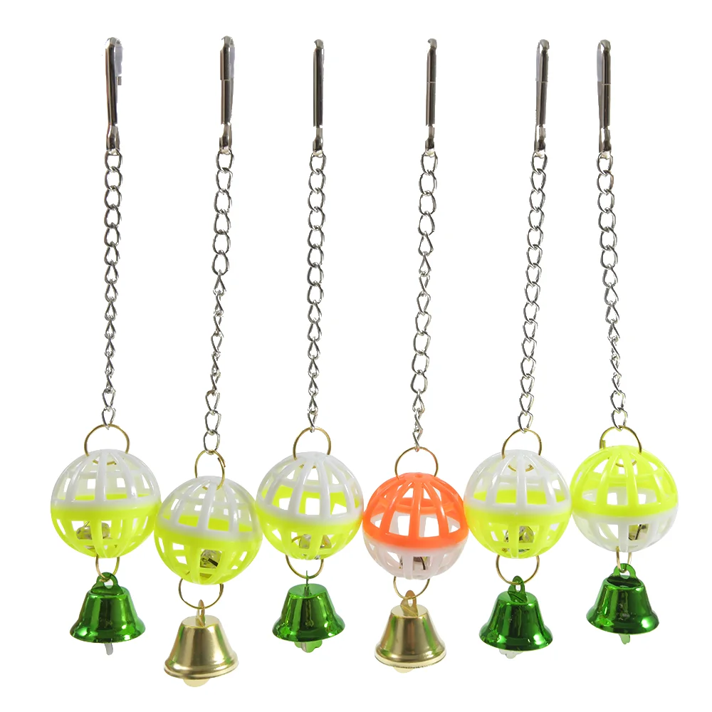 Juguetes bonitos para loros, juguetes para mascotas, periquito para escalar, morder, masticar, columpio colgante, Bola de campana, anillos de campana de dos colores para pájaros