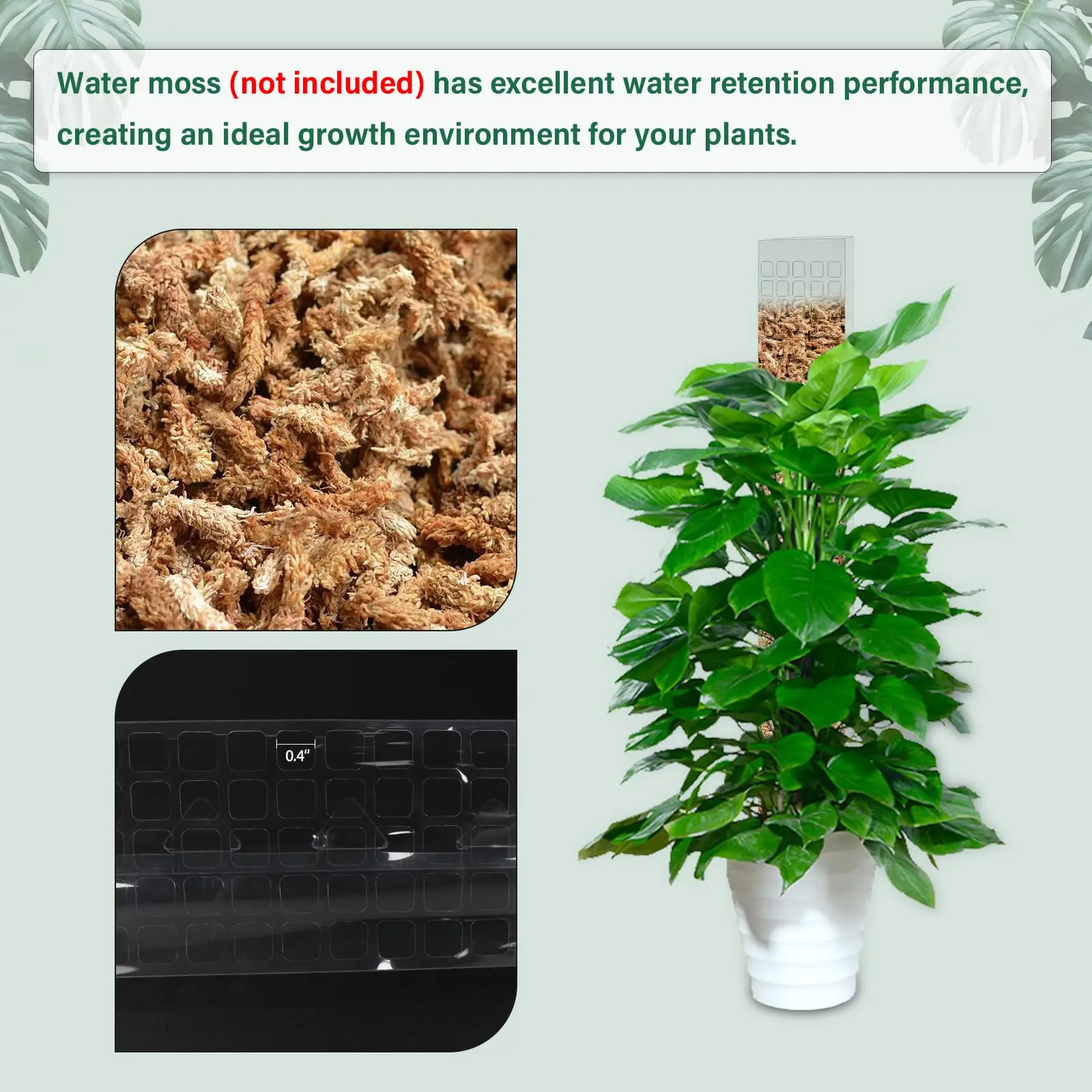 Poste de musgo, soporte de plástico para plantas trepadoras de interior, maceta para tutores guardián, palo de musgo para crecimiento de plantas, accesorios de soporte para jardín - imagen 2