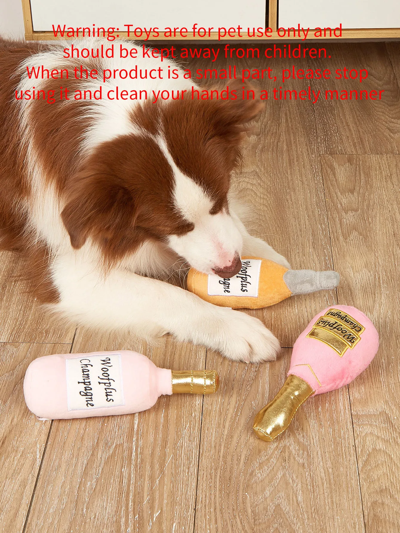 Mini juguete de peluche estilo botella de vino, no apto para morder para mascotas. Contiene un altavoz en el interior para atraer la atención de las mascotas - imagen 5