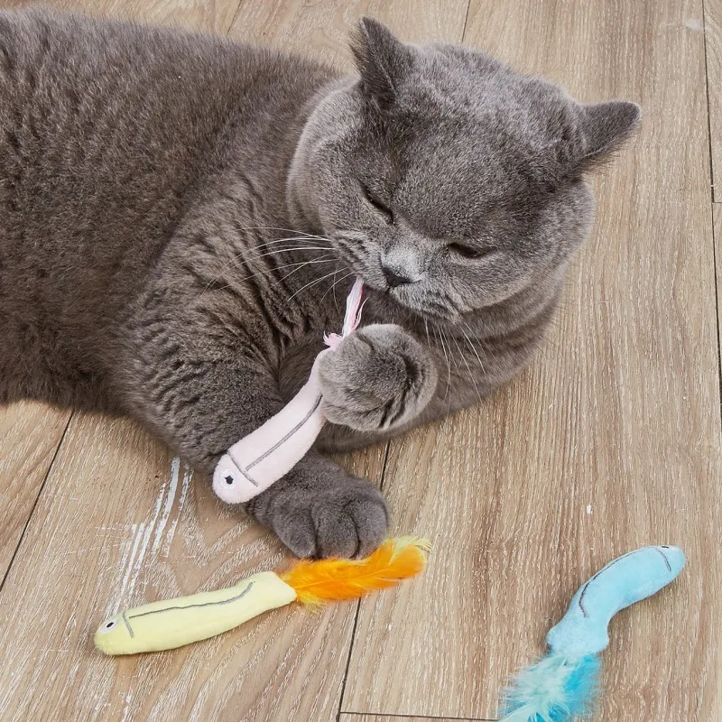 Juguete interactivo para gatos con plumas, palos de simulación, resistente a los arañazos, Limpieza de dientes - imagen 2