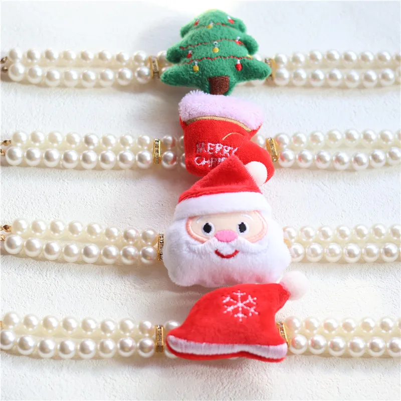 Collar navideño con perlas para perros y mascotas, Collar navideño con ciervos para perros pequeños, medianos y grandes, accesorios para mascotas - imagen 2