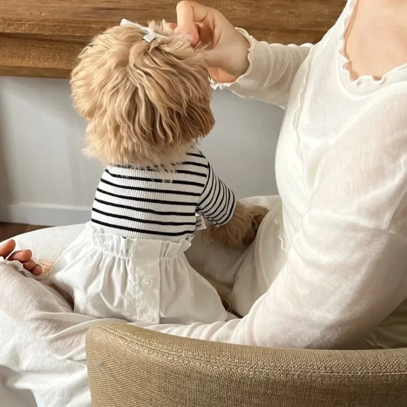 ลูกไม้สัตว์เลี้ยงสุนัขลายชุดสัตว์เลี้ยงฤดูร้อนเสื้อผ้าแมวตุ๊กตาคู่ชุดลูกสุนัขเสื้อกั๊ก Maltese Anti-Shedding กระโปรงสัตว์เลี้ยงอุปกรณ์ - imagen 5