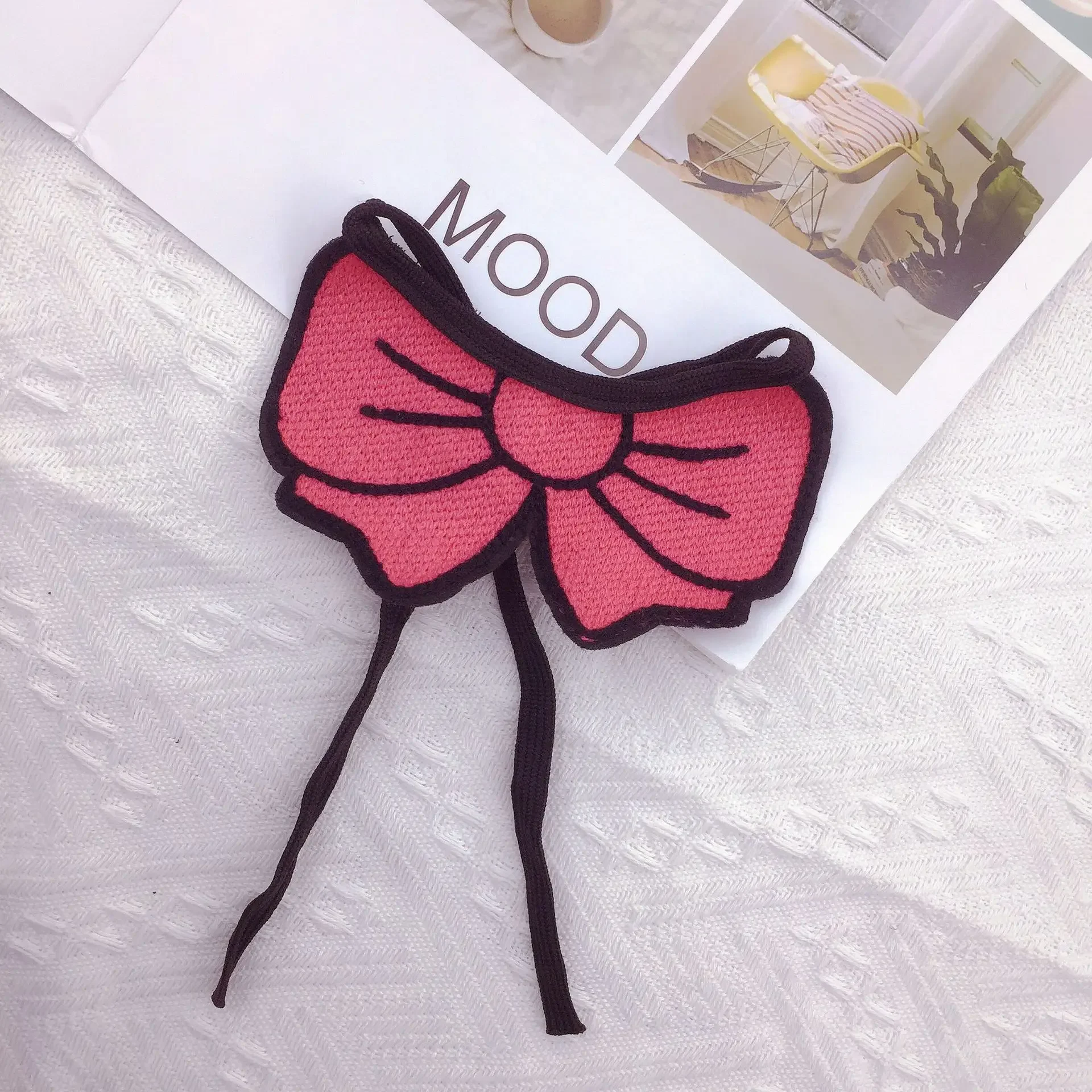 Babero tejido con lazo para mascota, toalla bonita para Saliva, bufanda para gato, accesorios para perros pequeños, trajes para perros - imagen 5