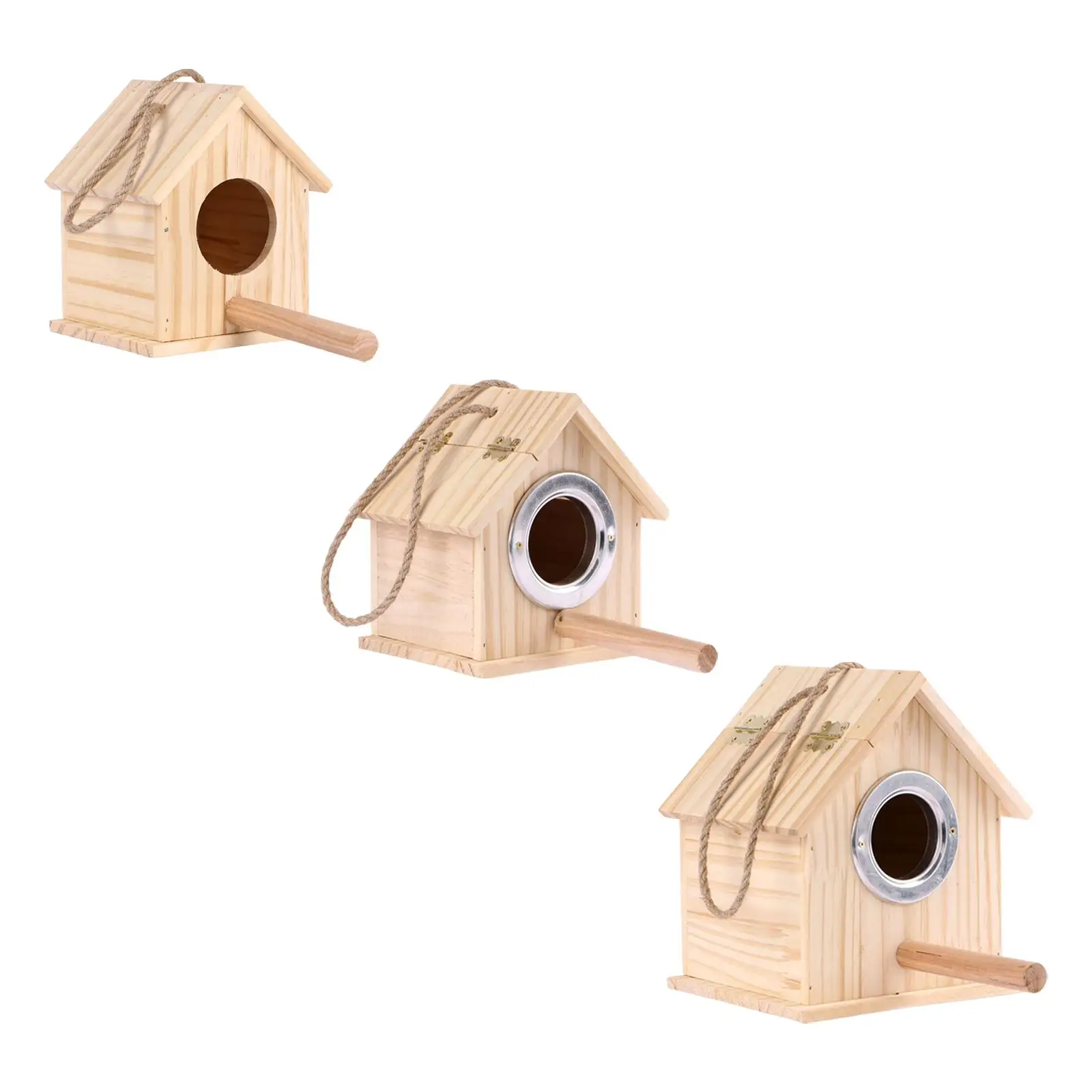 Casa nido de madera para pájaros pequeños y colibríes con soporte - imagen 2