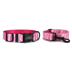 Collar personalizado con placa ID para gato y perro – Rosa