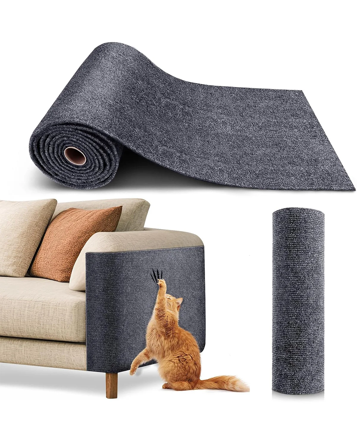 Protector de sofá para gatos – Alfombra rascador adhesiva y recortable