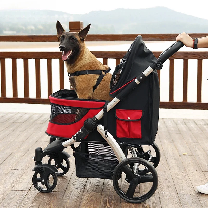 Carro para mascotas de lujo con vista alta, carrito grande para perros, carrito para salir múltiples gatos, andador para perros, cochecito plegable para mascotas, carritos para gatos - imagen 2