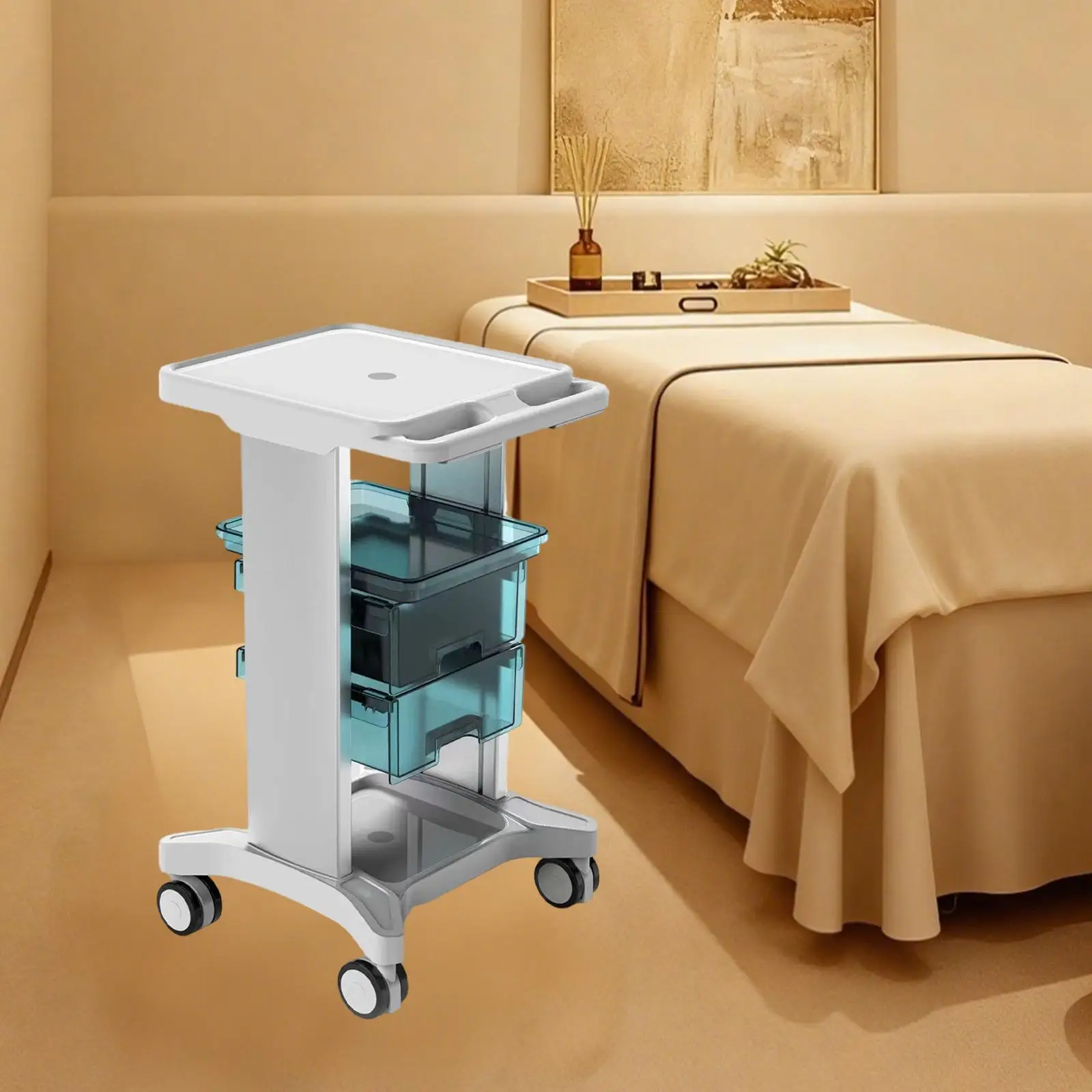 Carro de almacenamiento de instrumentos de belleza rodante con cajones extraíbles para maquillaje, cabello