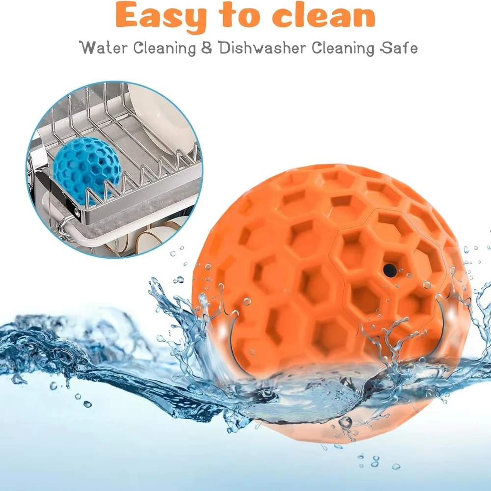 2 uds juguetes indestructibles para perros chirriantes, bolas interactivas para perros, pelota de goma Natural para cachorros, juguetes para masticar para perros, Color aleatorio - imagen 4