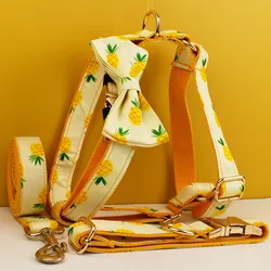 Collar y correa de algodón suave con estampado de piña para perro