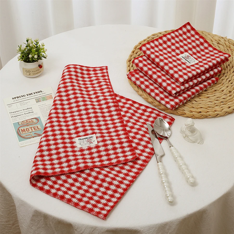 Funda de almohada de ambiente navideño de Jacquard a cuadros de doble cara, mantel de cocina, tela de comedor de moda Ins de estilo coreano - imagen 3