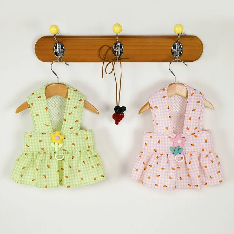 Vestido de verano para cachorros, para Bulldog Francés, Pomerania, estampado de dibujos animados, chaleco de algodón para gatos, falda de una pieza, ropa Floral para perros y mascotas - imagen 5