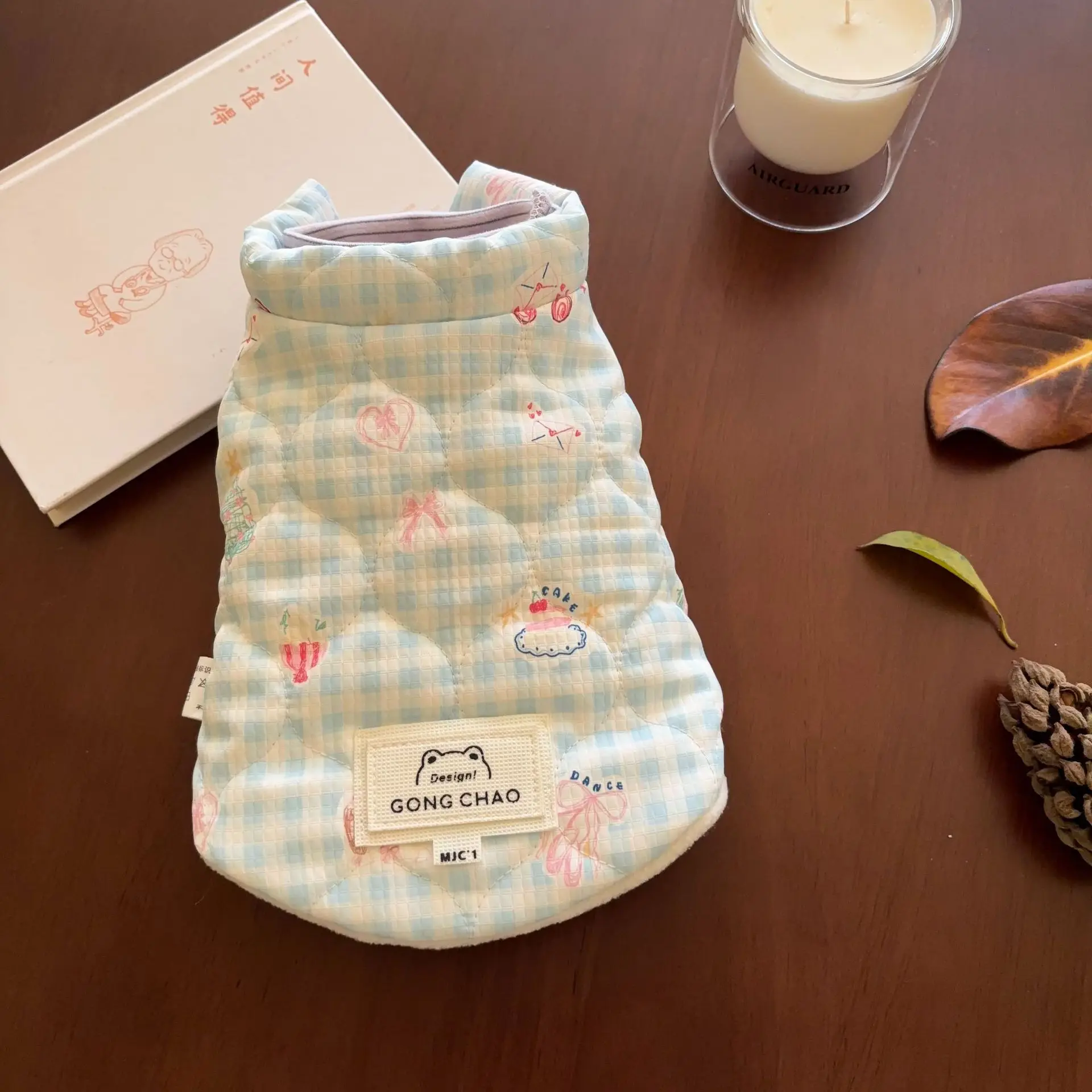 Abrigo con lazo a cuadros para otoño/invierno para mascotas, chaleco cálido de invierno para perros y gatos, ropa para perros pequeños, ropa para cachorros