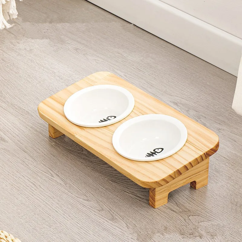 Cuenco para gatos, cuenco de comida para gatos, boca inclinada, cuencos de agua para gatos, alimentador de cerámica para perros, cuencos antigolpes de madera maciza para gatos, suministros para mascotas - imagen 3