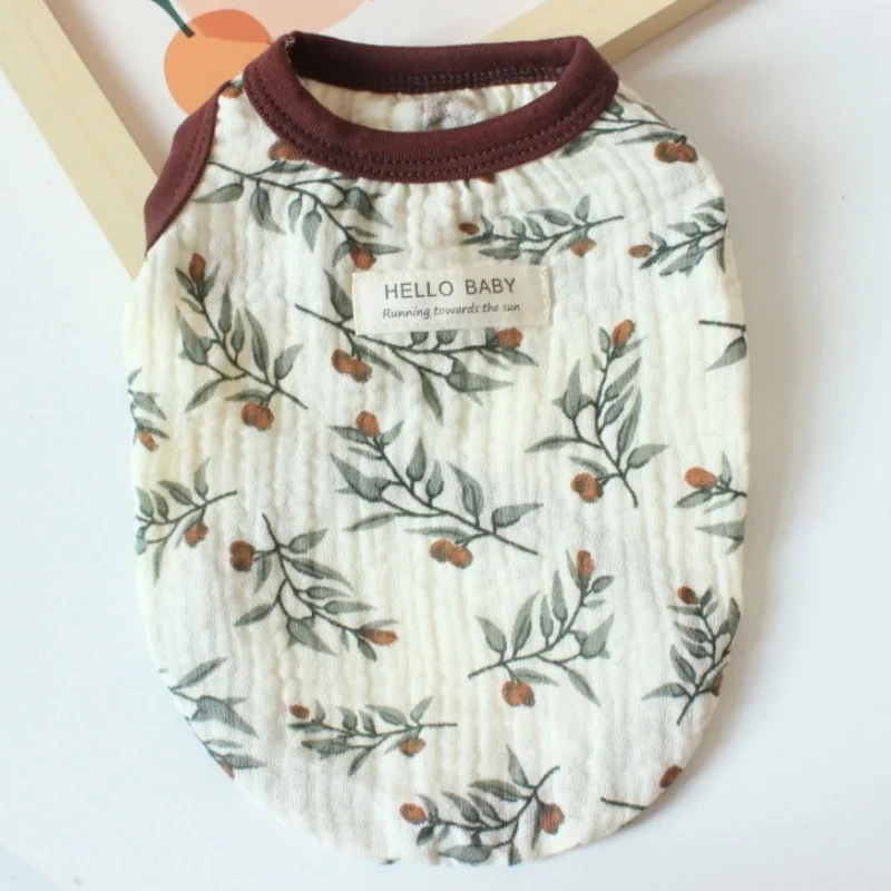 Chaleco con estampado de dibujos animados para perros, ropa de algodón a la moda para perros, sudaderas finas transpirables para cachorros, jerséis de verano para gatos, chaleco para mascotas, ropa para caniche - imagen 2