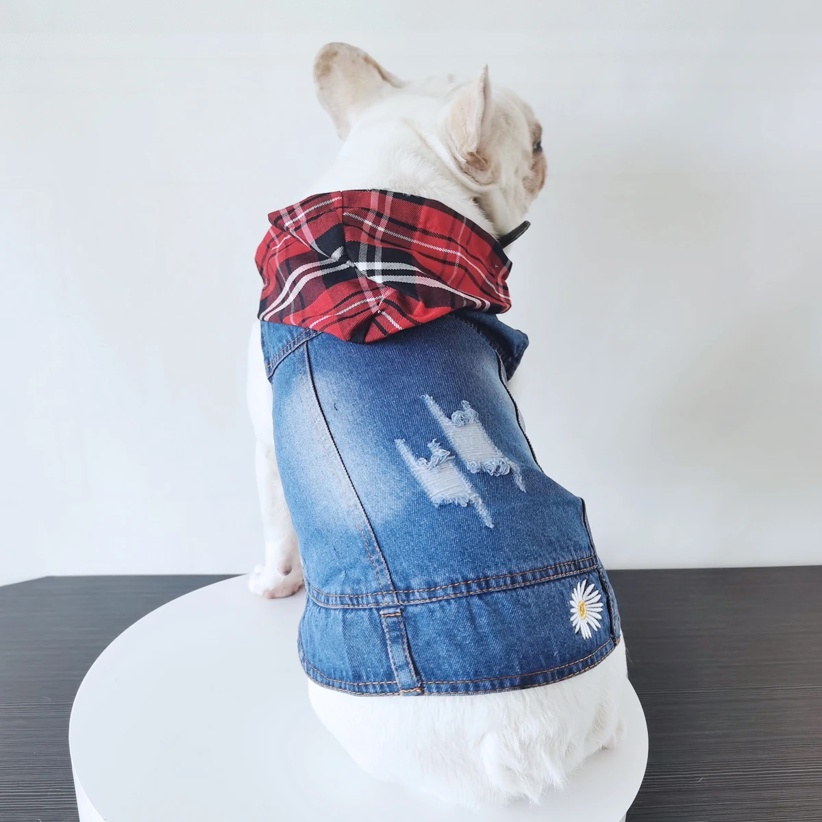 Abrigos de mezclilla para perro, chaqueta vaquera para Bulldog Francés, ropa para mascotas de moda para perros pequeños y medianos, chaleco vaquero para Chihuahua, prendas para gatos Pug - imagen 4
