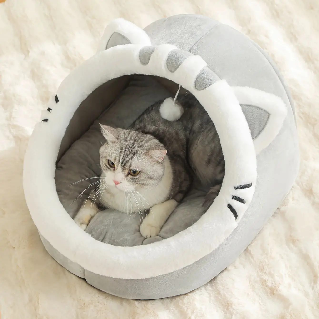 Cama suave y cómoda para gatos de cuatro estaciones – Casa y saco