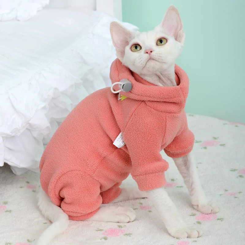 Nueva ropa para gatos con capucha, traje deportivo cálido de invierno, sudaderas con capucha para gatos Sphynx, jersey, ropa de lana esfinge, suministros para gatos