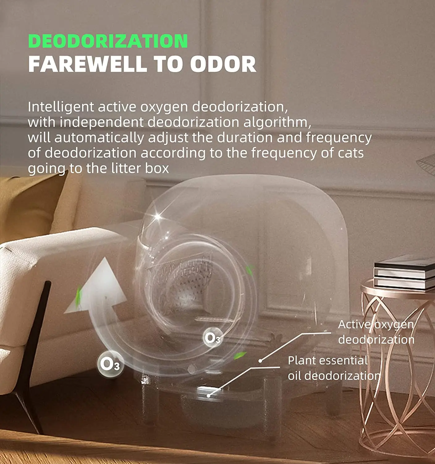 PETREE caja de arena inteligente automática Caja de arena autolimpiante automática Soporte para mando a distancia Bandeja cerrada para mascotas Caja de arena Orinal desmontable - imagen 3