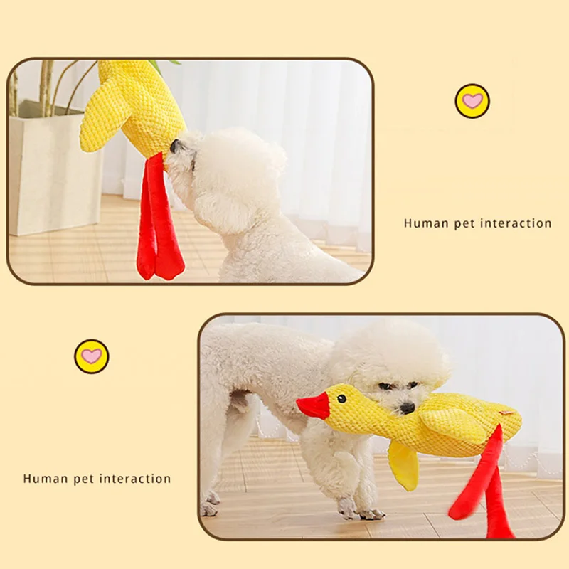 HOOPET-pato de peluche interactivo para perros, juguete de dentición duradero, chirriante, accesorios para mascotas - imagen 4