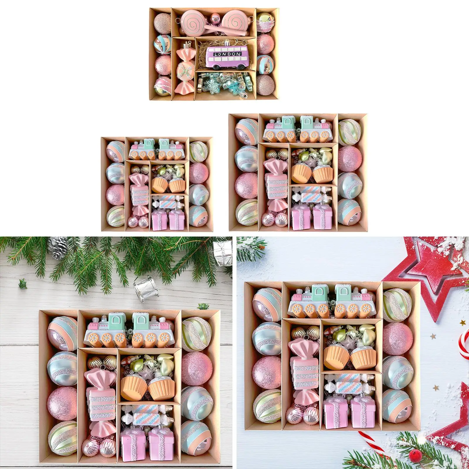 Juego de colgantes de bolas de Navidad, surtido de accesorios decorativos inastillables, decoración de Navidad para bodas, ligero - imagen 4