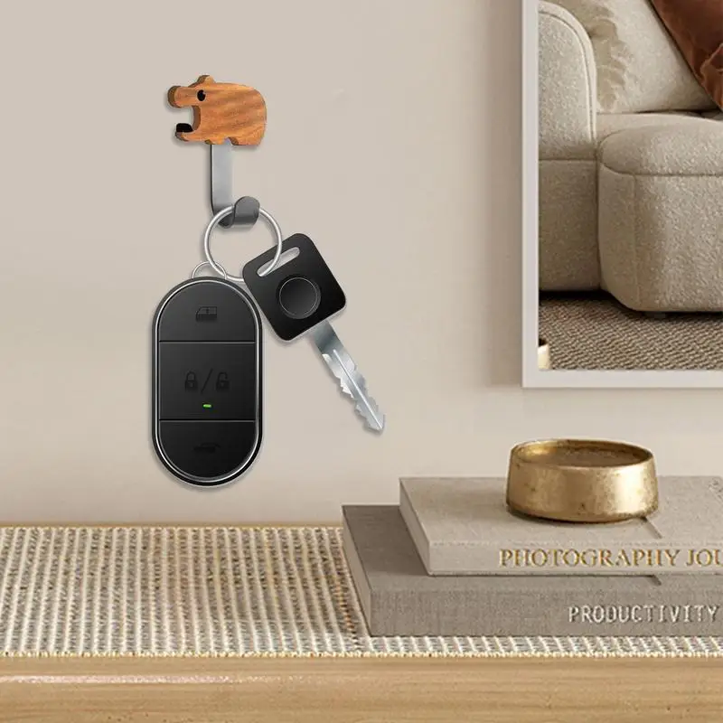 Ganchos de madera con dibujos de animales para colgar llaves, ganchos decorativos de pared para decoración de habitación, soporte de llaves de dibujos animados para guardería y baño - imagen 2