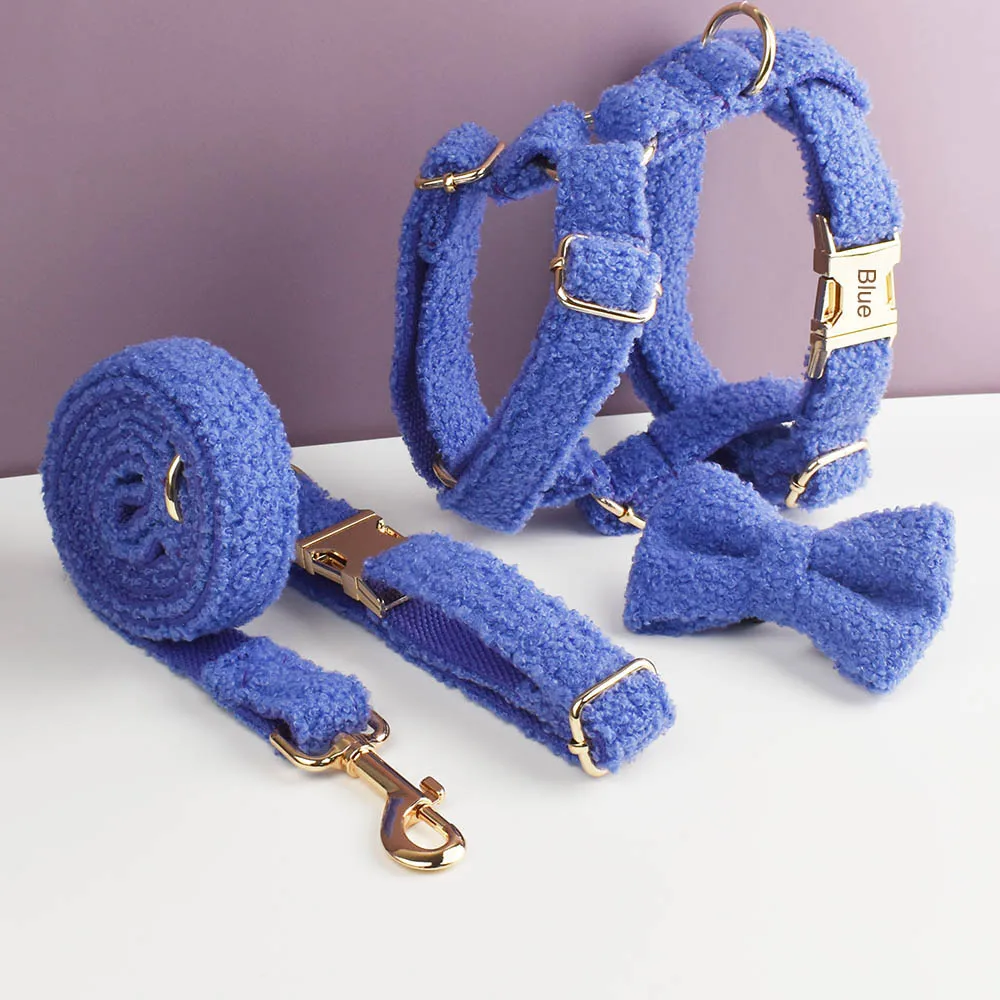 Conjunto collar y correa personalizado para perros con placa nombre