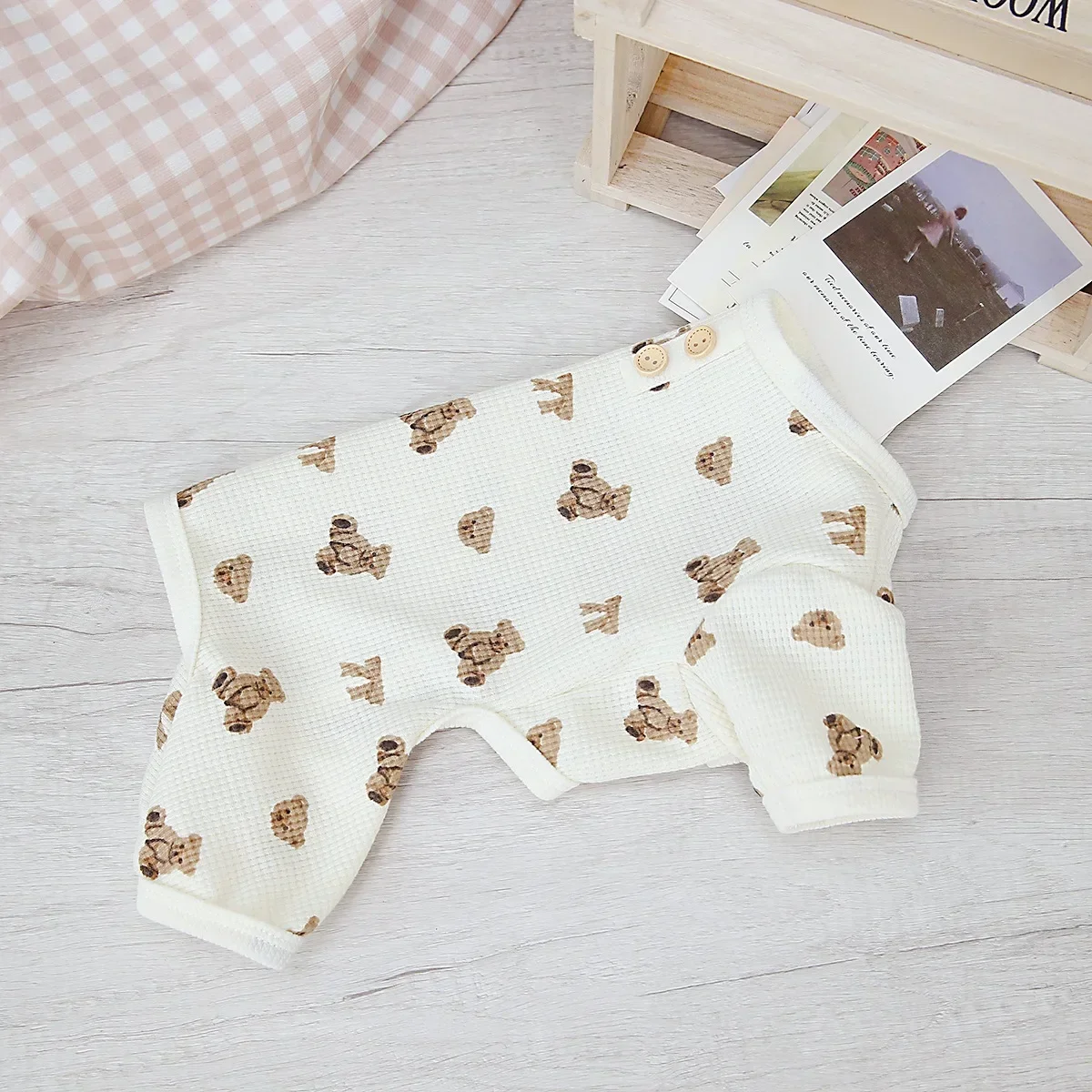 INS printemps animal de compagnie gaufre débardeur chien quatre pattes vêtements pour animaux de compagnie chat chien vêtements petit ours quatre pattes Homewear - imagen 2