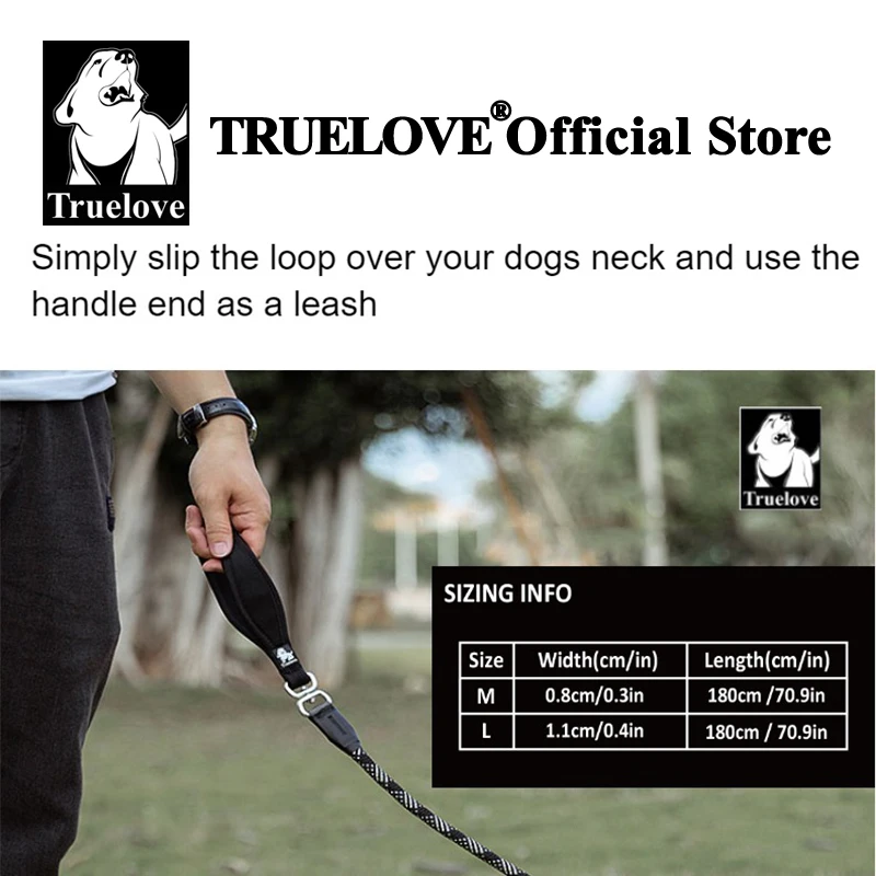Truelove-Correa y Collar de entrenamiento para mascotas, correa duradera antideslizante para perros, resistente, cómoda y fuerte, sin tirones, TLL2575 - imagen 5