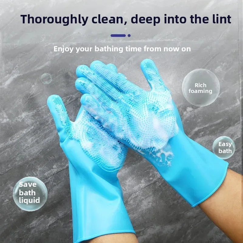 Guantes de silicona para mascotas, guantes de baño antiarañazos y antimordeduras para gatos y perros, cepillo de SPA de masaje cómodo