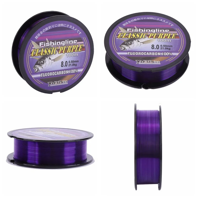 1 paquete de sedal de pesca de fluorocarbono, 109 yardas, alta resistencia, duradero, morado, varios tamaños para pescadores, pesca en barcos oceánicos - imagen 3