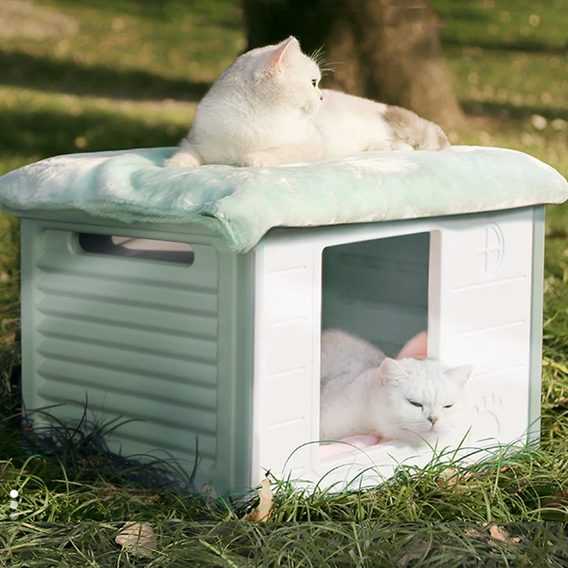 HOOPET, arena para gatos, casa para gatos, cabaña de verano para exteriores, perrera para perros a prueba de lluvia, casa para gatos callejeros, nidos al aire libre - imagen 2