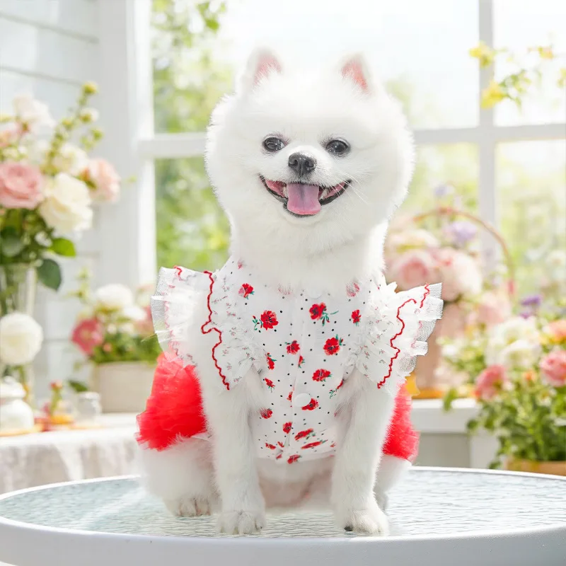 Vestido floral de verano para perro pequeño Chihuahua y York con tutú
